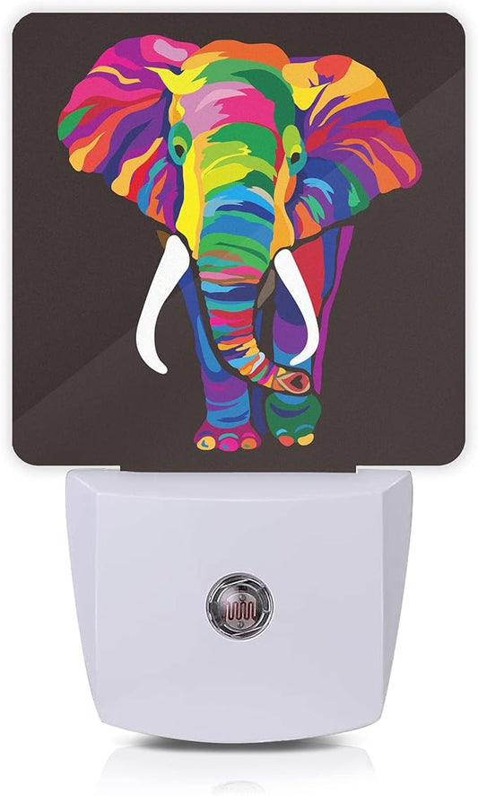 Elephant Night Light,Colorful Elephant Plug-in Night Lights with Dusk-to-Dawn Sensor for Stairway/Hallway/Kitchen Sleep Friendly lamp for Women/Girls/Boys Gift,0.5W