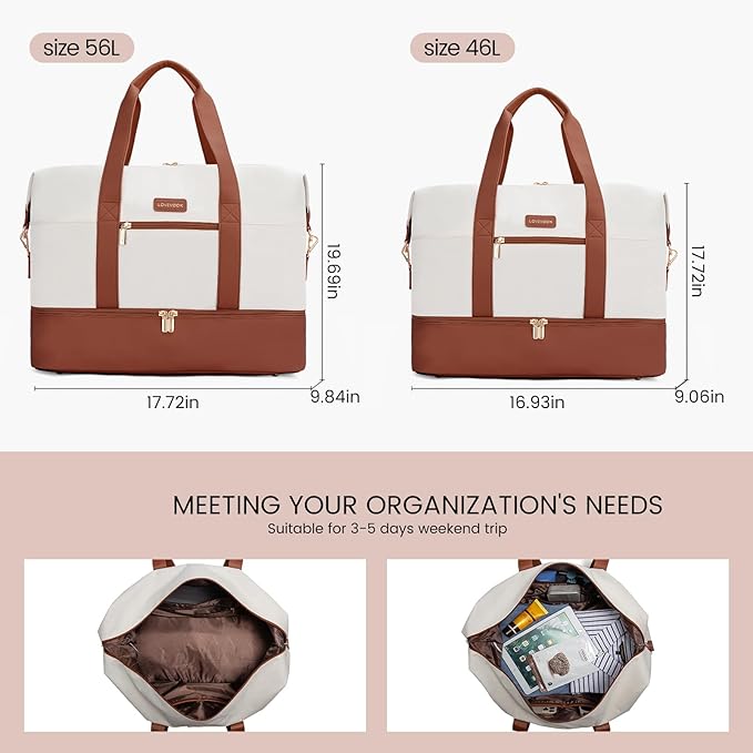 LOVEVOOK Weekender Bag, Large Travel Duffel Bag for Women with 2 Packing Cubes, Carry on Overnight Bag with Shoe Compartment, Mom Hospital Bags for Labor and Delivery