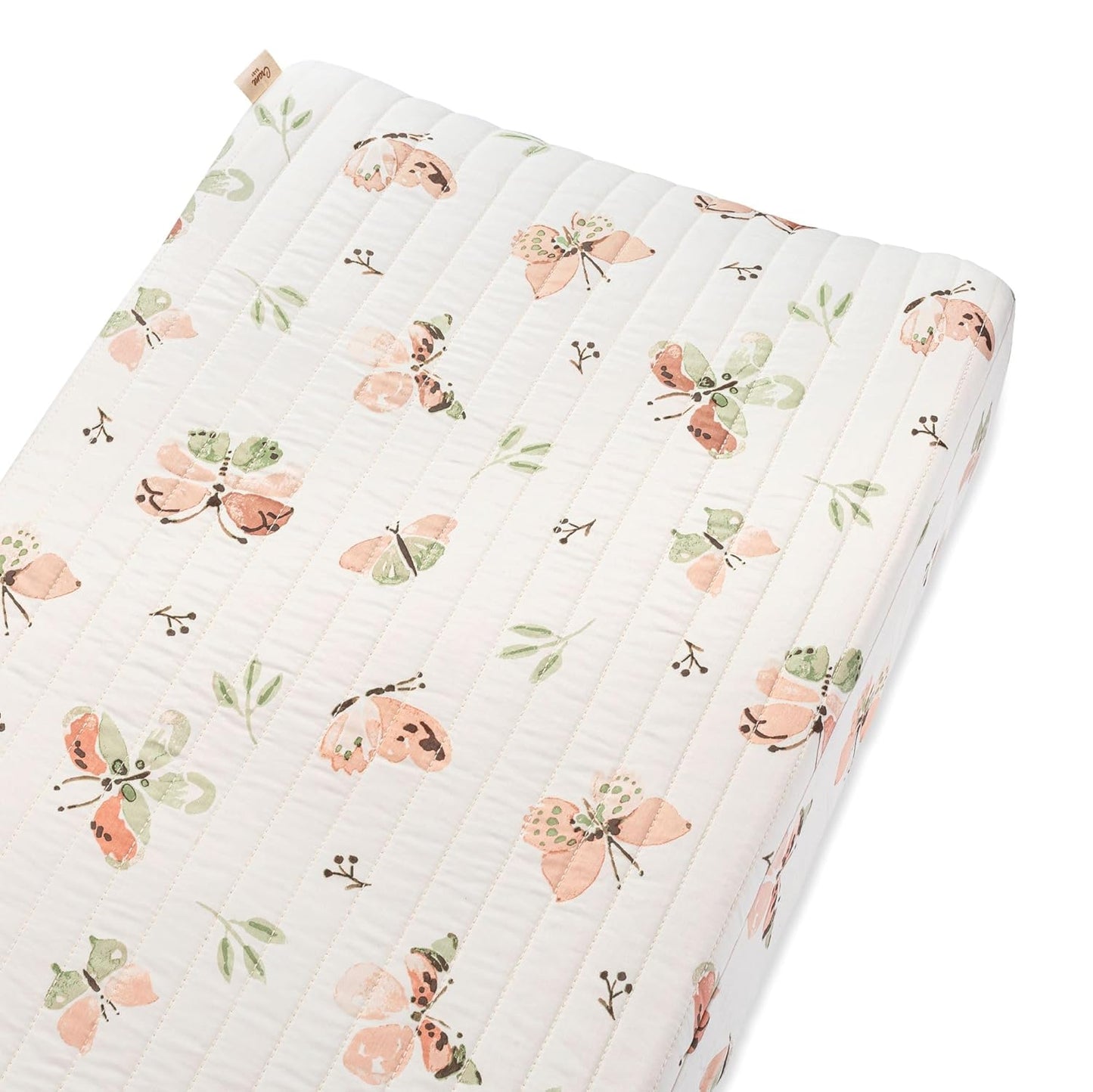 Crane Baby Woodland Quilted Changing Pad Cover Cotton Sateen, Secure Elastic Fit, Pink Boho Rainbow Change Pad Cover for Girls, Diaper Changing Pad Cover, Girls Nursery Decor