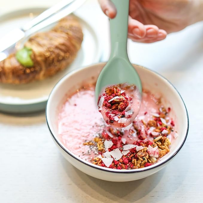 12 Pcs Kids Spoons and Forks Toddler Utensils Plastics Reusable Silverware Baby Cutlery Set Feeding Dinnerware Utensils BPA Free Microwave Dishwasher and Freezer Safe- Light Green