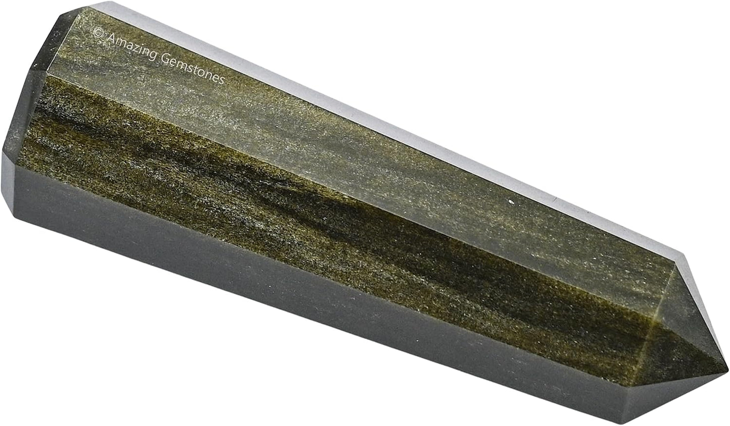 Amazing Gemstone Golden Sheen Obsidian Crystal Towers - Natural Healing Crystal Point Obelisk for Reiki Healing and Crystal Grid (2 Inch to 3 Inch)