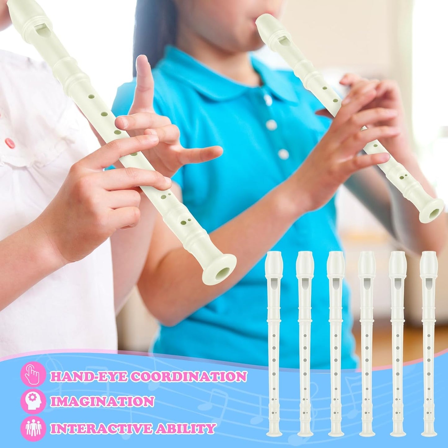 8 Hole Soprano Recorders Descant Flute Bulk With Cleaning Rod German Style for Back to School Gift Operation Christmas Shoebox Supplies Musical Instruments Party Favor (12)