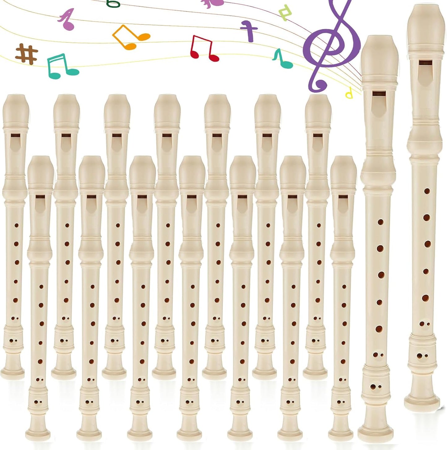 8 Hole Soprano Recorders Descant Flute Bulk With Cleaning Rod German Style for Back to School Gift Operation Christmas Shoebox Supplies Musical Instruments Party Favor (12)
