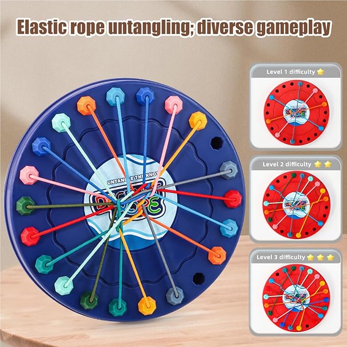 Rope Untangling Tabletop Board Game - Multiple Difficulty Levels ，Brain - Teasing Fun for Kids & Adults，Ideal for Birthday Parties, Parent - Child Bonding & Family Gatherings，6.7 Inches