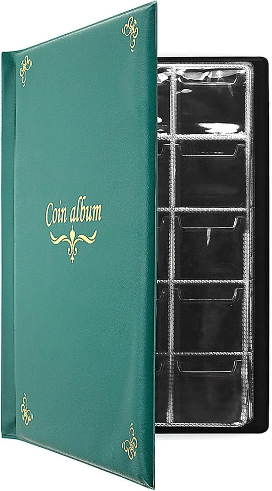 150 Pockets Coin Album, Penny Collecting Book, Souvenir Coins Collection Holder, Ideal for Pressed Pennies Passport, Hobby Coin Collector, Money Specie Display Storage Case (English, Green)