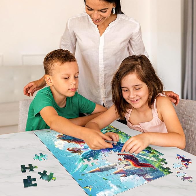 100 Piece Puzzles for Kids Ages 4-6 6-8 8-10 Princess Puzzle for Girls Large Piece Jigsaw Puzzles Kids Educational Gifts Children Learning Toys Cartoon