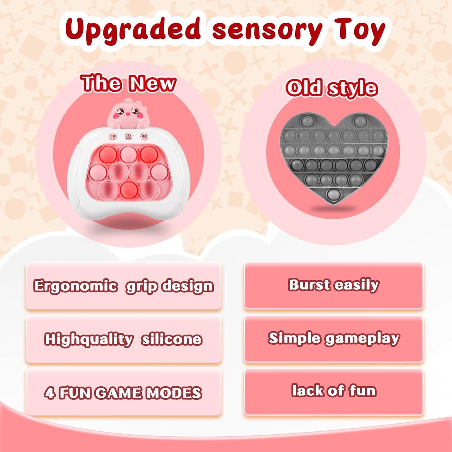 Push Game Console, Handheld Game for Kids 6-8 Years Old, Push Game, Bubble Pressure Glow Game, Autism Sensory Toy, Birthday Gift for Boys, Girls, Teens 8-12 Years Old…