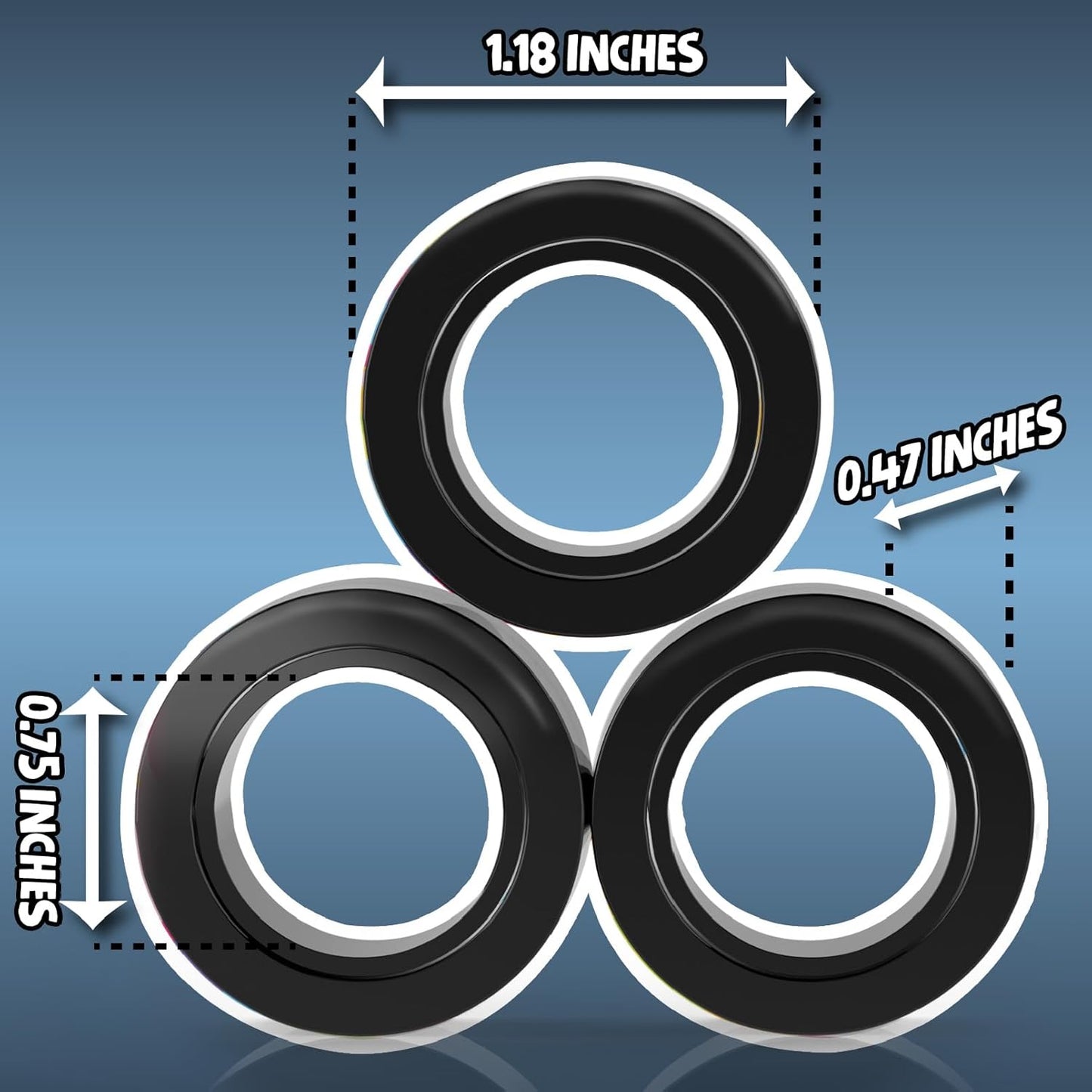 BUNMO Magnetic Rings - Fidget Toys Adults - Magnetic Fidget Rings - Endless Hours of Fun - Spin, Connect & Play - Addictive Fidget Toy for Boys & Girls - Great Teen Gift - Black