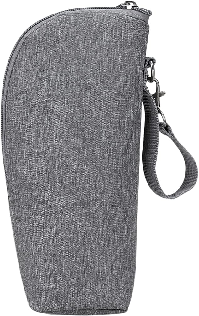 Kisangel Insulated Bottle Cooler Bag for Travel and Daycare Small Oxford Cloth Thermal Bottle Bag with Handle and Zipper Closure Portable Grey
