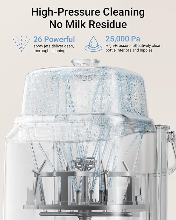 Bear Bottle Washer Pro, Baby Bottle Washer and Sterilizer and Dryer - All in One Machine for Bottles, Pump Parts & Baby Essentials with 90 Detergent Tablets - Effortless, Time-Saving