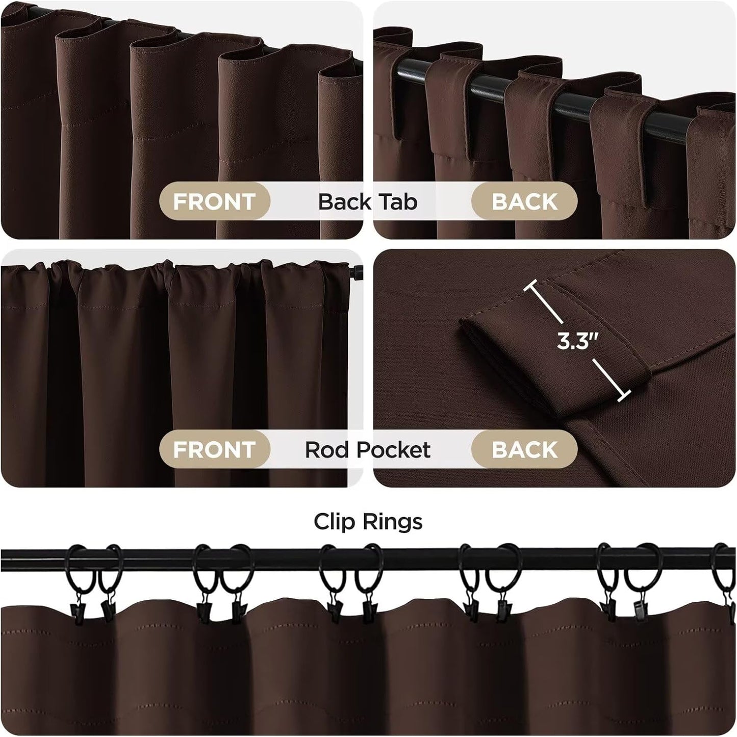 Joydeco Blackout Curtains 84 Inch Long for Bedroom, Thermal Insulated Black Out Curtains 2 Panels Set, Room Darkening Drapes for Living Room Window (W52 x L84 Inch, Chocolate)