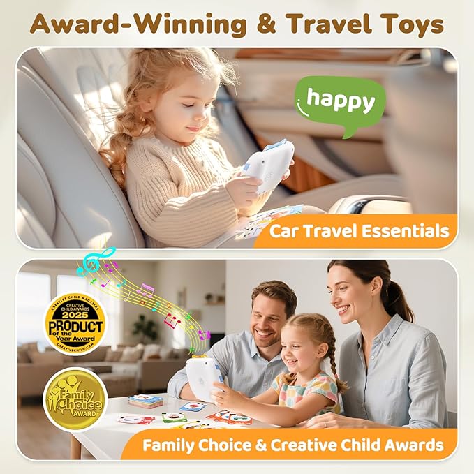 JoyCat Talking Flash Cards for Toddlers 3-5, 314 Words with Durable Thick Cards & Clear Audio, Easy to Slide in and Out, Speech Therapy Toys, Birthday Gifts for Boys Girls