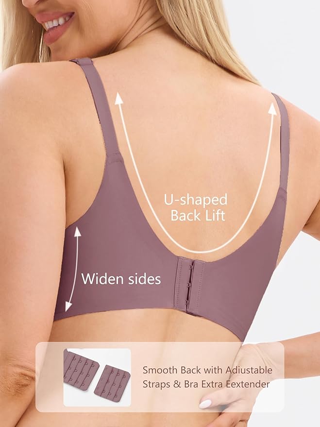 Angelhood 3 Pack Nursing Bras for Breastfeeding Seamless Pregnancy Maternity Bra Wireless Sleep Bralette with Extenders