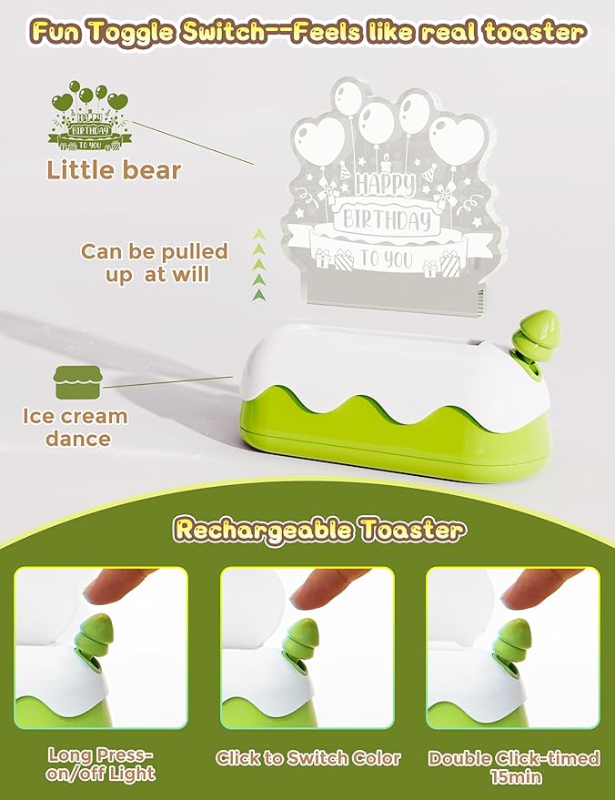 L LOHAS LED Birthday Night Lights for Kids, Kawaii Stuff Birthday Desk Lamp, Rechargeable Desk Decor for Bedroom, Besides, Dinning, Nursery Night Light for Kids, Boys, Girls, Gifts