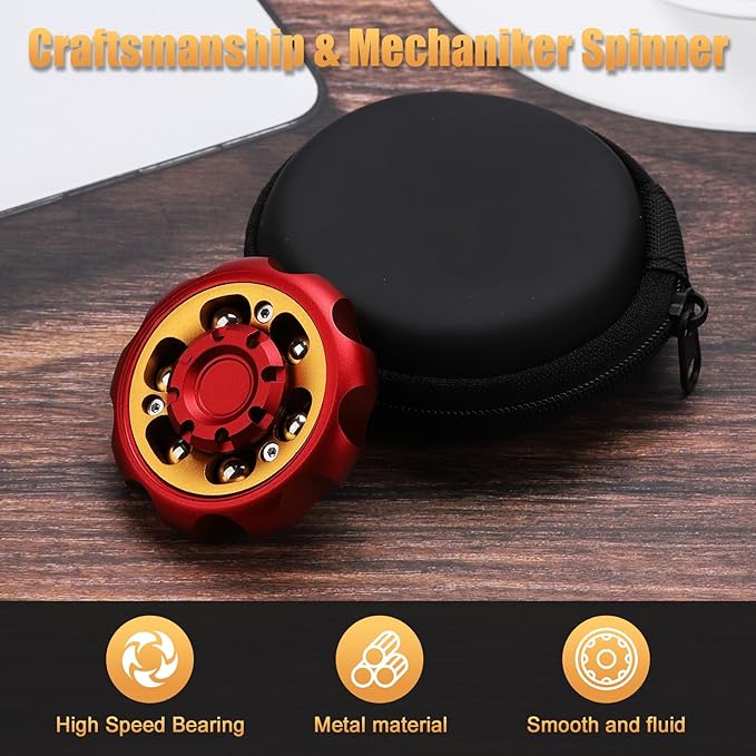 Metal Precision Fidget Spinner - Anxiety Rotator & Restless Fidget Toy, Stress-Relief Tool for Adults & Kids (red)