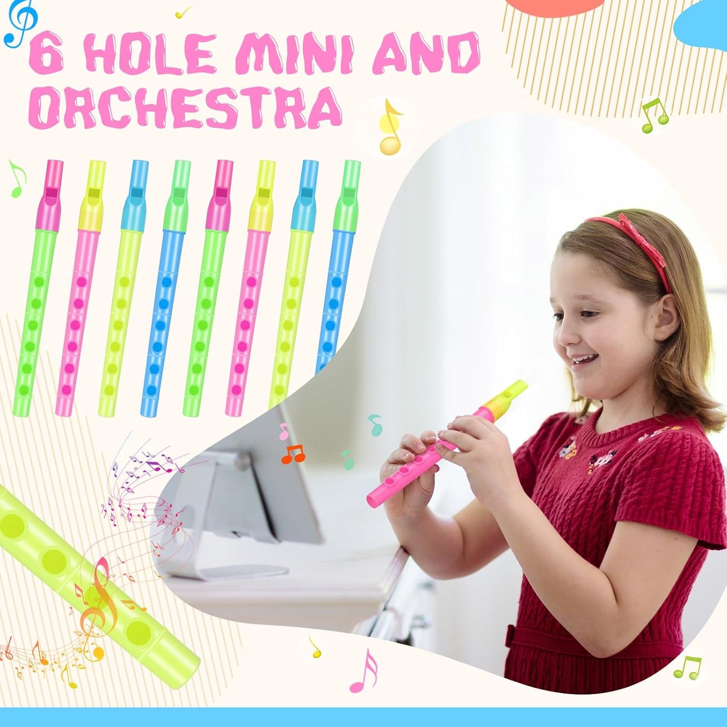 200 Pcs 6.3 Inches Soprano Recorder Bulk 6 Hole Plastic Recorders for Kids Mixed Color Plastic Flute Musical Instruments Toy for Kid Party Favors Beginners Gifts School Performance