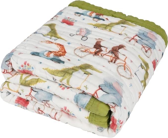 Organic Cotton Muslin Baby Blanket for Boys and Girls - Luxurious Soft Toddler Quilt for Swaddling - Gender Neutral Blanket - Baby and Toddler Gift - Gator on The Go