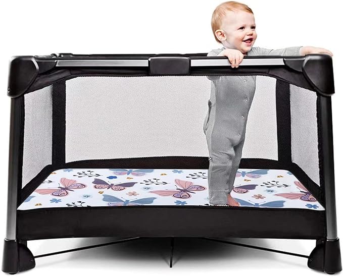 AMROSE 3 Pack Heavenly Soft Mini Crib Sheets, Microfiber Pack N Play Sheets Set for Baby Girls, Silk Touch Gentle, Fitted for Playard Portable Crib Mattress, Floral & Butterfly