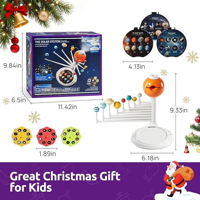 Science Can Solar System for Kids, Interactive Talking Solar System Model, STEM Planetarium Projector with 8 Planets, Space Toys Gift for Age 6-12 Boys & Girls, Classroom & Home Astronomy Learning