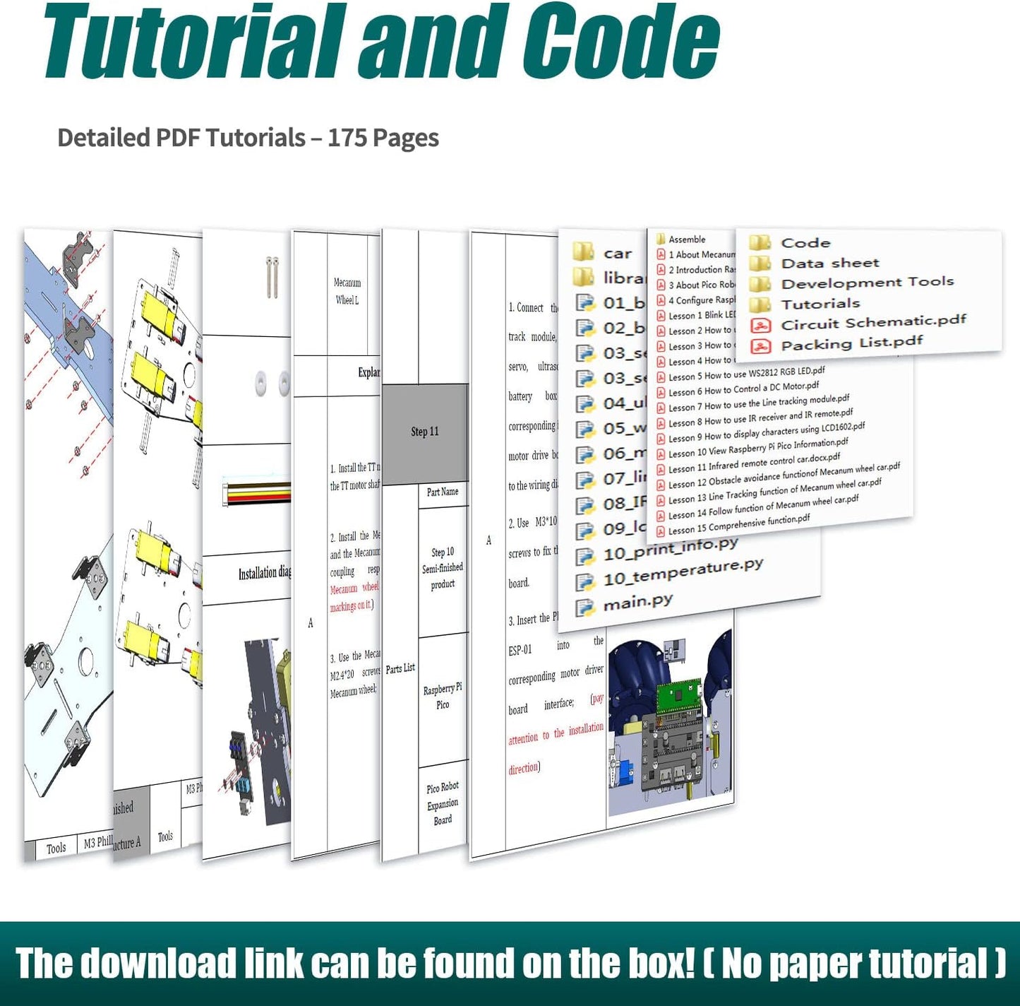 Adeept 4WD Omni-Directional Mecanum Wheels Robotic Car Kit Compatible with Raspberry Pi Pico DIY STEM Remote Controlled Educational Robot Kit with LCD1602 Display and Tutorials