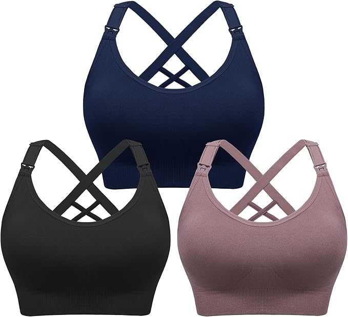 Angelhood Nursing Bras for Breastfeeding, Seamless Nursing Sports Bra Support Yoga Maternity Bras Pregnancy Sleep Bralette