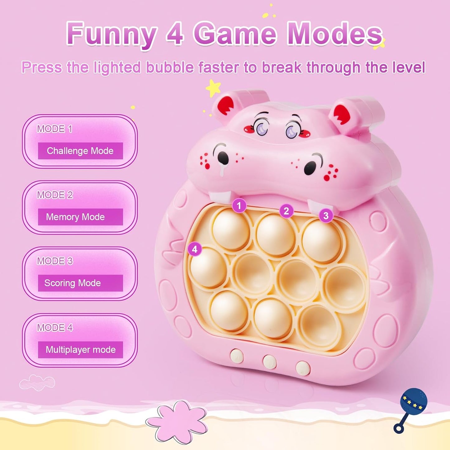 Quick Push Game 2 Pack, KAXANPI Pop Light Up Game Pop Fidget Toys, Fast Push Game Sensory Toys, Stress Relief Bubble Pop Puzzle Game Machine for Kids and Adults