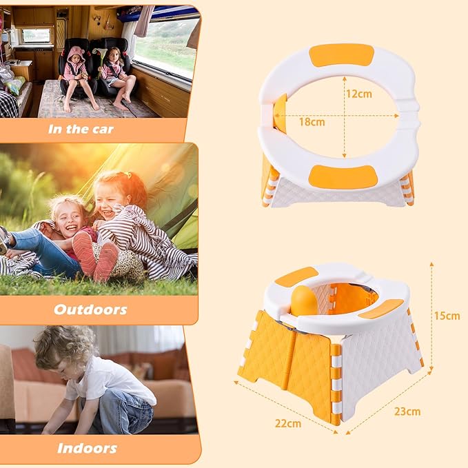 Portable Potty for Toddler Travel, Kids Travel Potty Training Chair with Travel Bag, Baby Potty Training Toilet for Outdoor and Indoor Easy to Clean(Orange) by Yszawmx, Includes 30 Replacement Bags