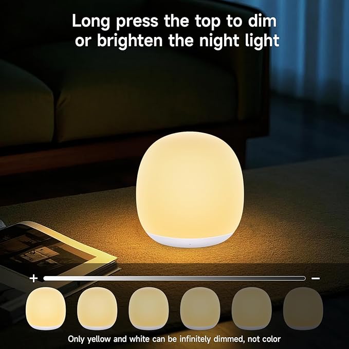 Night Light for Kids, Egg Night Light for Nursery,RGB Color Changing&Dimmable Touch Control Baby Light with Timer, Silicone Portable Toddler Nightlight Lamp for Bedside, Kids Room
