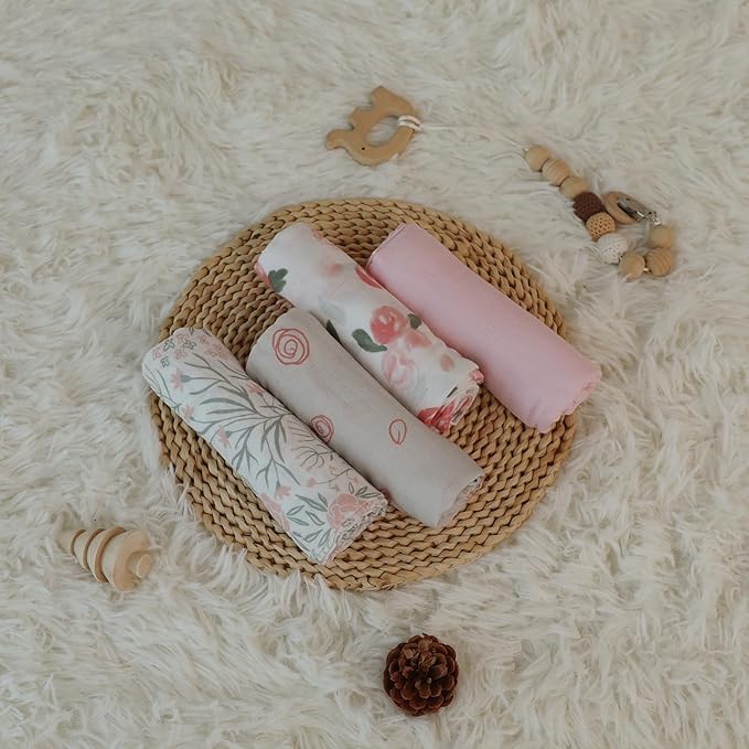 Muslin Baby Burp Cloths, Large 27 x 27 Inches Burping Cloths for Newborn Girls Boys, 6 Pack Baby Burp Rags Towel and Washcloths for Infant (Gentle Colors)