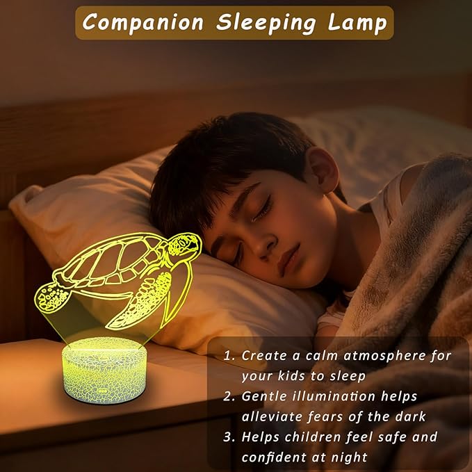 Ocean Sea Turtle Night Light, 3D Illusion Turtle Night Lamp for Kids Room, Multi Color Changing with Timing Remote, Sea Turtle Bedroom Decor for Boy Girl, Gifts for Teen Kid