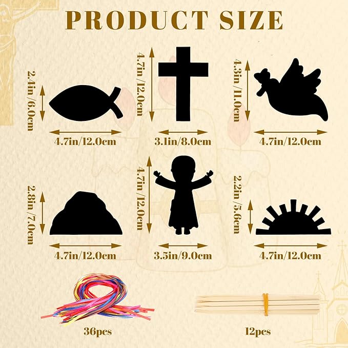 JULMELON 36 PCS Religious Easter Crafts, Rainbow Scratch Art for Religious Gifts Magic Color Resurrection Cross Scratch Cards Christian Sunday School Bible Crafts Classroom Party Favors