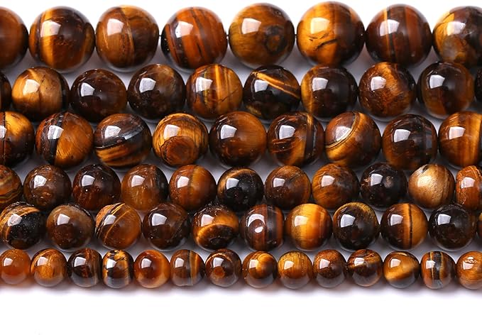 12MM 30PCS Natural Stone Yellow Tiger Eye Stone with Iron Mine Beads for Jewelry Making DIY Bracelet