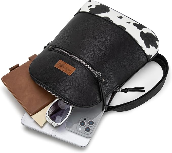 Montana West Wrangler Backpack Purse for Women Medium Ladies' Bookbag Travel Work Daypacks Bags Cow Print