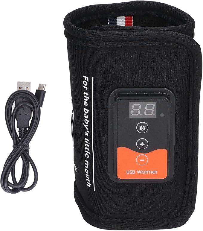 Sanpyl Milk Bottle Warmer, USB Powered Car Baby Bottle Heating Bag Travel Breast Milk Warmer with Temp Control and LCD Display, Evenly Heating for Indoor, Outdoor, Traveling, Driving