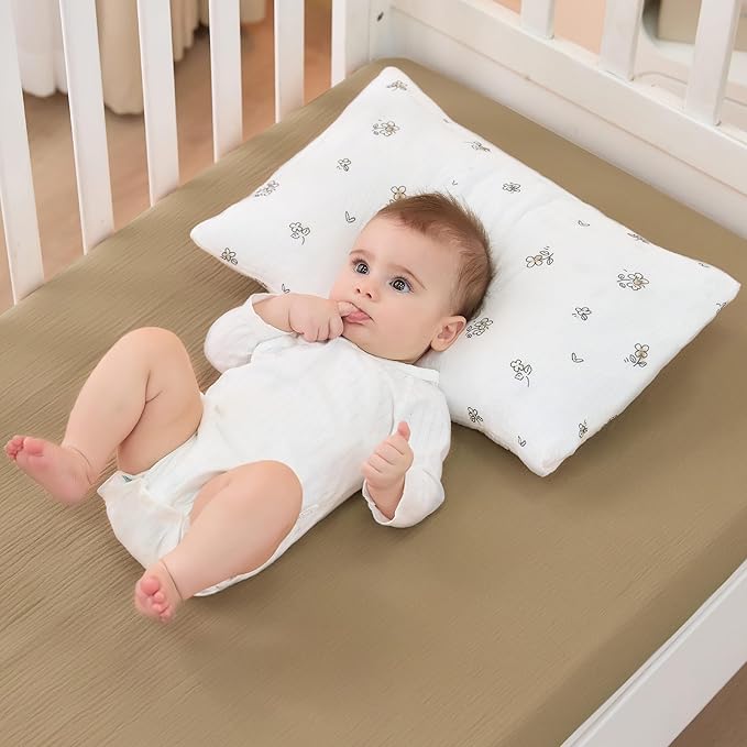 JELLYMONI 2 Pack Muslin Toddler Pillowcase for 13x18 Pillow, 100% Cotton Baby Pillow Case Cover for Bed, Toddler Cot and Travel, Soft & Breathable Baby Kids Envelope Pillowcase, No Pillow