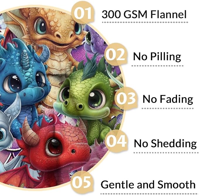 Dragon Blanket Gifts - 60x80 Inches Funny Throw Blanket for Babies, Kids, Boys & Girls - Colorful Soft Fuzzy Blankets for Couch, Sofa & Bed