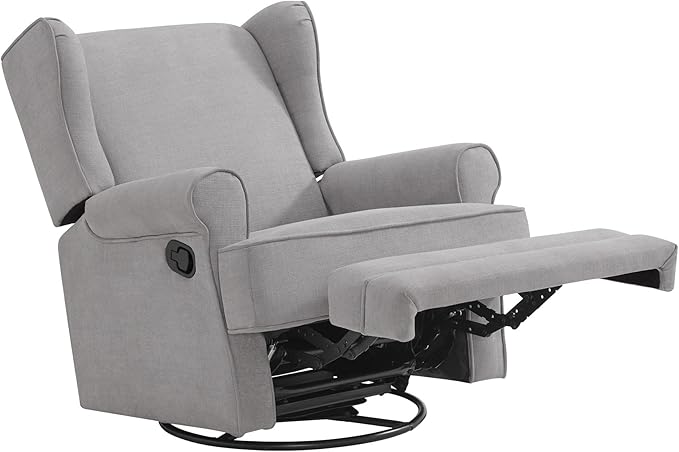 Oxford Baby Teegan Upholstered Swivel Glider & Recliner Nursery Chair, Gray