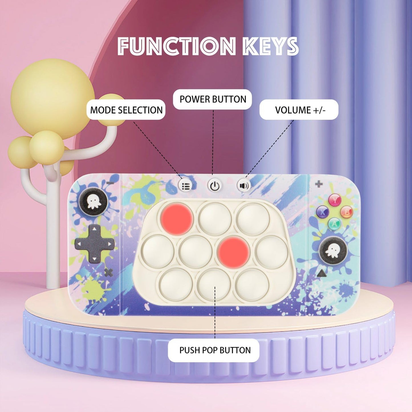 Quick Push Bubbles Pop Fidget Toy It Game, Fast Push Light Up Pop Interactive Sensory Toy, Fast Push Button Game for Kids Adult, Stress Relief Handheld Game Present Toy for 3 4 5 6 7 Year Boy Girl