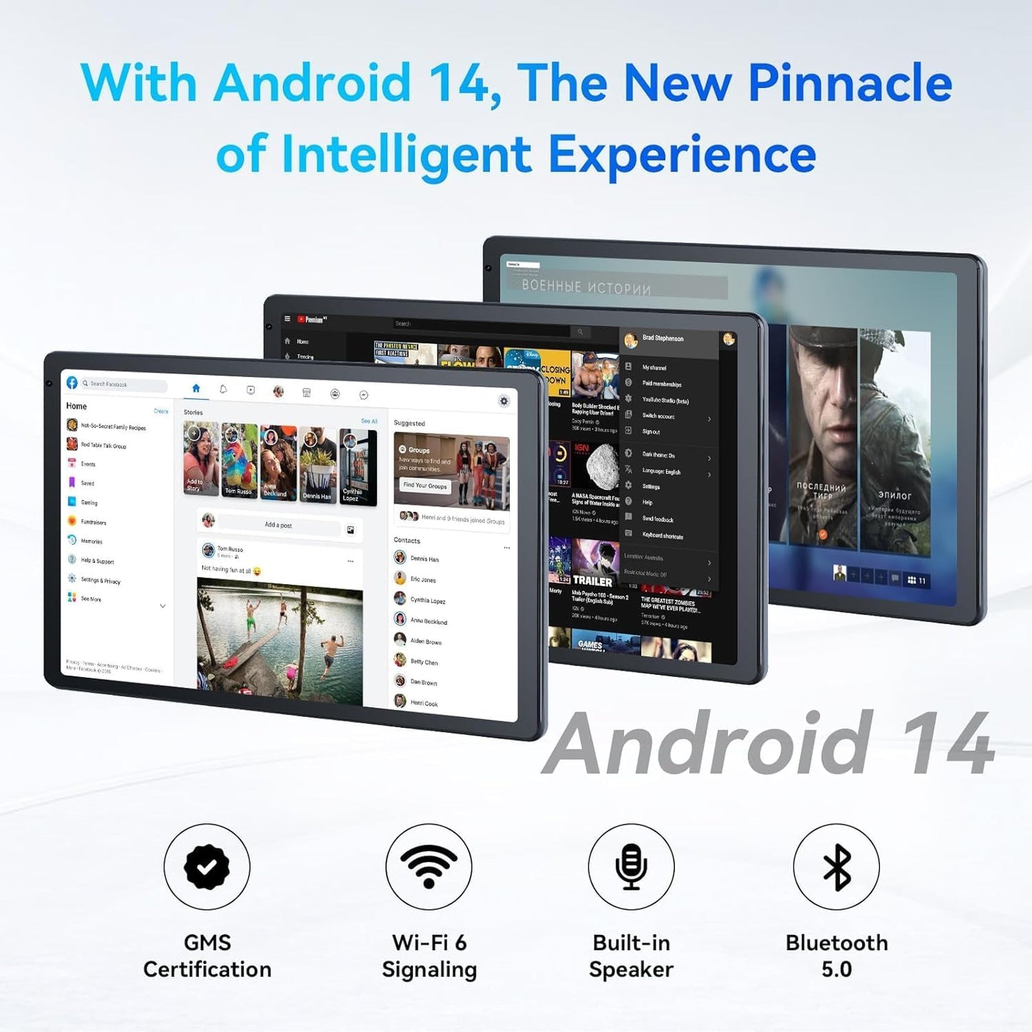 Android Tablet, 10.1 inch Tablets with 1280 * 800 IPS HD Touchscreen, Octa-Core Processor, 10(4+6) GB RAM 128GB ROM, 1TB TF Card Expandable, 5G/2.4G WiFi, BT 5.0,Dual Camera, Google Tablet