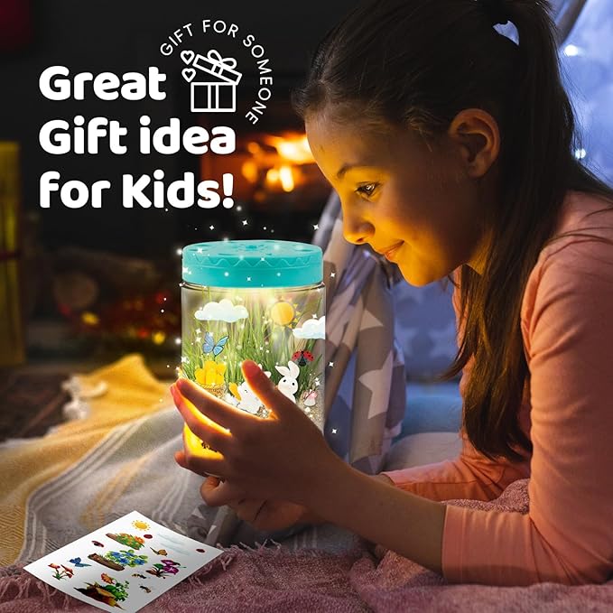 Easter Light Up Bunny Terrarium Kit for Kids,Rabbit Gardening Kit for Boys Girls,DIY Creative STEM Science Kits Educational Toy, Arts Crafts Activity, Birthday Gifts for Ages 4 5 6 7 8-12