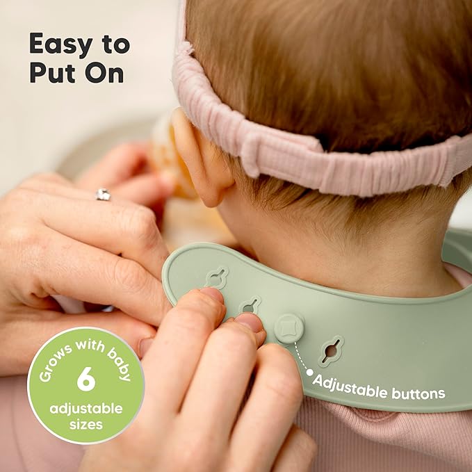 KeaBabies 2-Pack Silicone Baby Bibs for Eating - Sturdy Food-Grade Silicone Bibs for Babies Girl, Boy, Large Food Catcher, Clean & Put On Easily, Waterproof Toddler Feeding Essentials (Macaron)