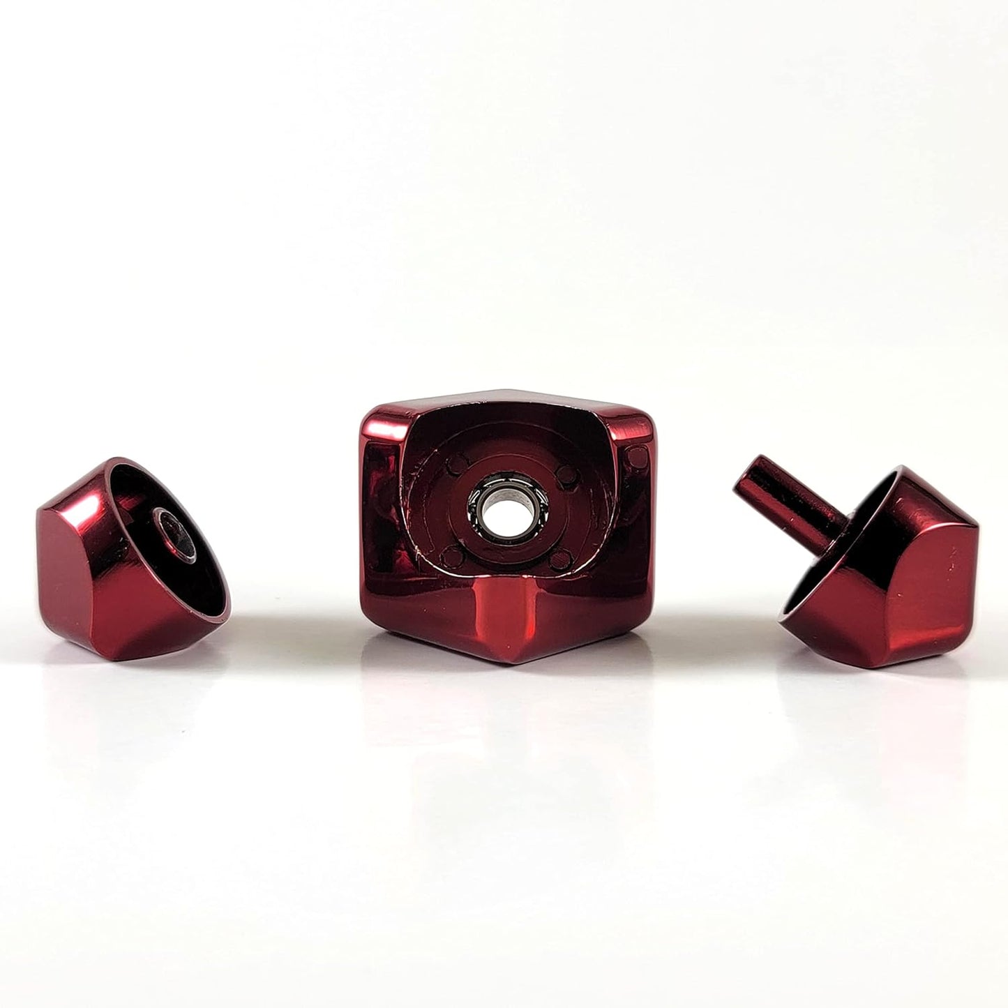 QUBI Cube Spinner 4-in-1 Spinning Toy– Helps with Anxiety, ADHD, Autism, Stress & Focus– Desktop EDC Fidgets Spinner Aluminum Alloy Build for Kids & Adults. Red.