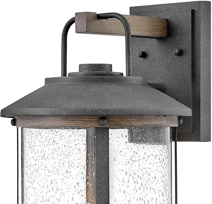 Hinkley Lakehouse Medium Wall Mount Lantern - Estate Series, 3-Light, Coastal, Aluminum, Clear Seedy Glass - Aged Zinc with Driftwood Gray Accents