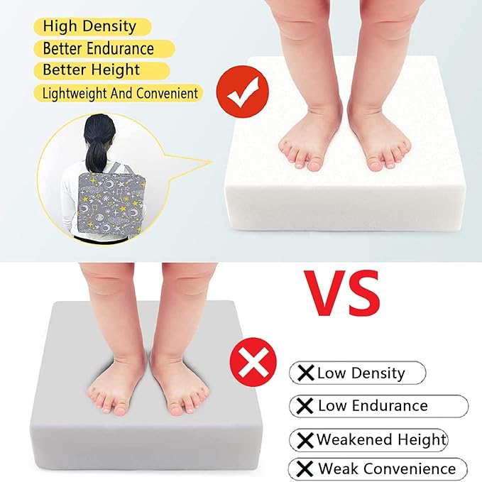 Taeku Booster Seat for Dining Table, Portable Kids Toddler Booster Chair Increasing Cushion Cartoon Seat Pad with 2 Safety Buckles for Kitchen Restaurant (Planet Grey)