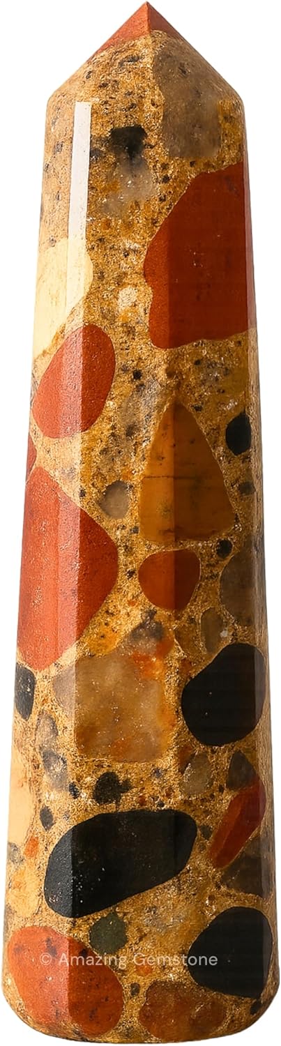 Amazing Gemstone Spotted Jasper Crystal Towers ~ Natural Healing Crystal Point Obelisk for Reiki Healing and Crystal Grid (3- Inch)