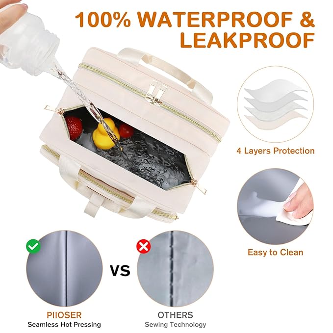 PIIOSER Insulated Baby Bottle Bag with Ice Pack, Breastmilk Cooler Compatible with Wearable Breast Pumps & Accessories - Baby Cooler Travel Bag for Nursing & Working Moms, Cream