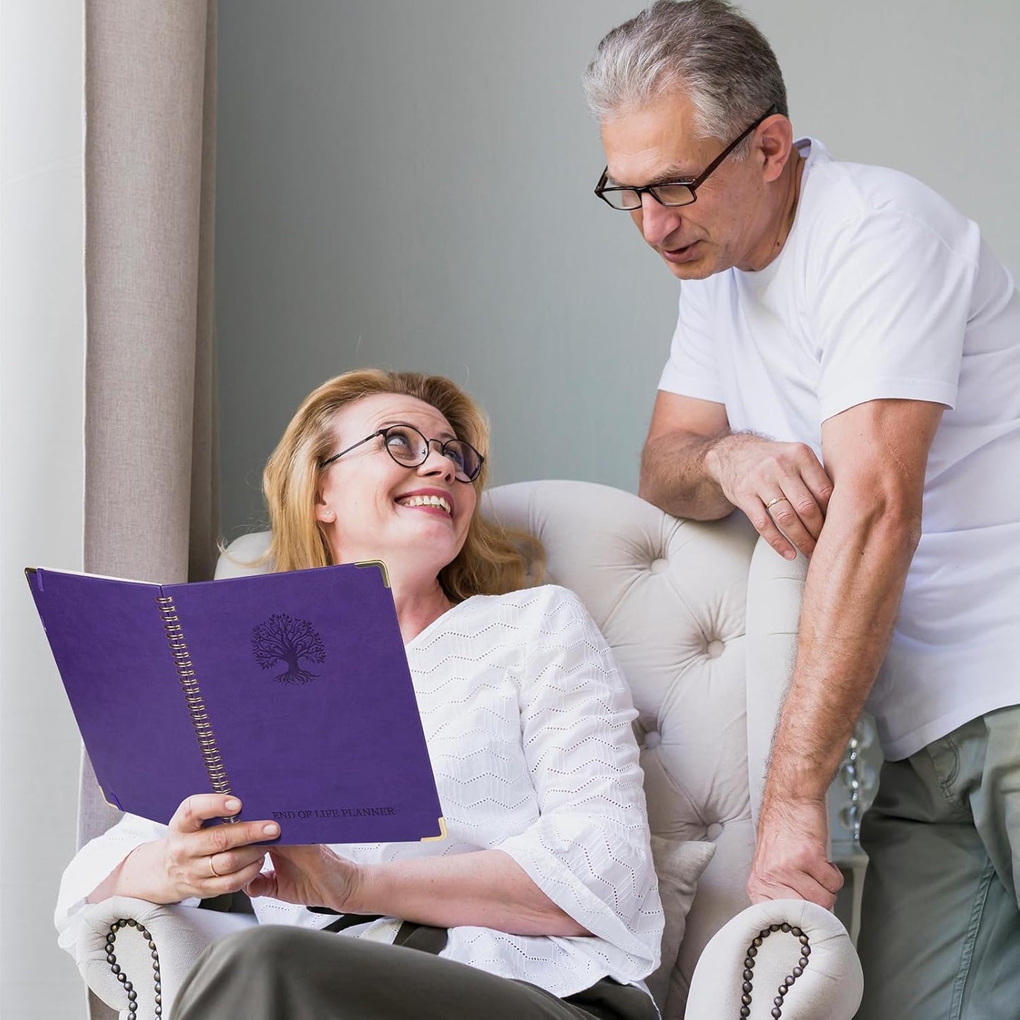 End of Life Planner, Spiral Estate Planning Organizer with Tabs for Senior, I'm Dead Now What Planner for Final Arrangements & Important Affairs with Large Print, 7.9"x10.4", Purple