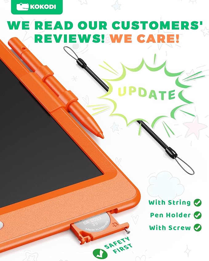 KOKODI LCD Writing Tablet, 10 Inch Colorful Toddler Doodle Board Drawing Tablet, Erasable Reusable Electronic Drawing Pads, Educational and Learning Toy for 3-6 Years Old Boy and Girls