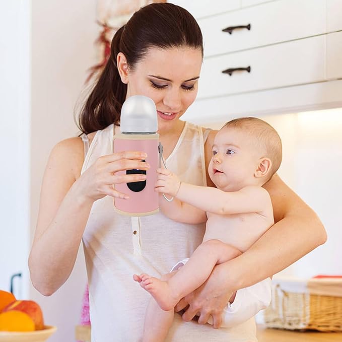 Portable Bottle Warmer 18W Quick Heating Baby Bottle Warmer Temperature Adjustable USB Baby Bottle Heater for Home Family Travel Style 2, Portable Bottle Warmer