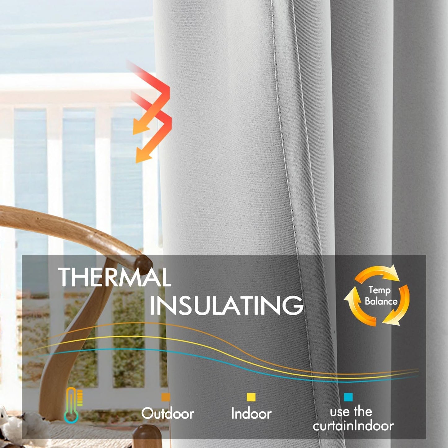 ANRODUO Back Tab Blackout Curtains for Bedroom Living Room, Rod Pocket Pinch Pleated Thermal Insulated Room Darkening Curtains 72 Inches Long 2 Panels, Light Grey, 42 x 72 Inch